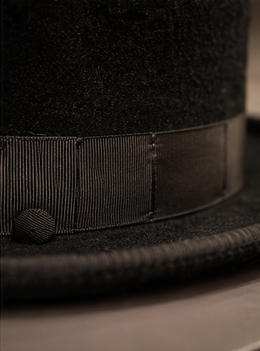 Close-up of biber felt and ribbon